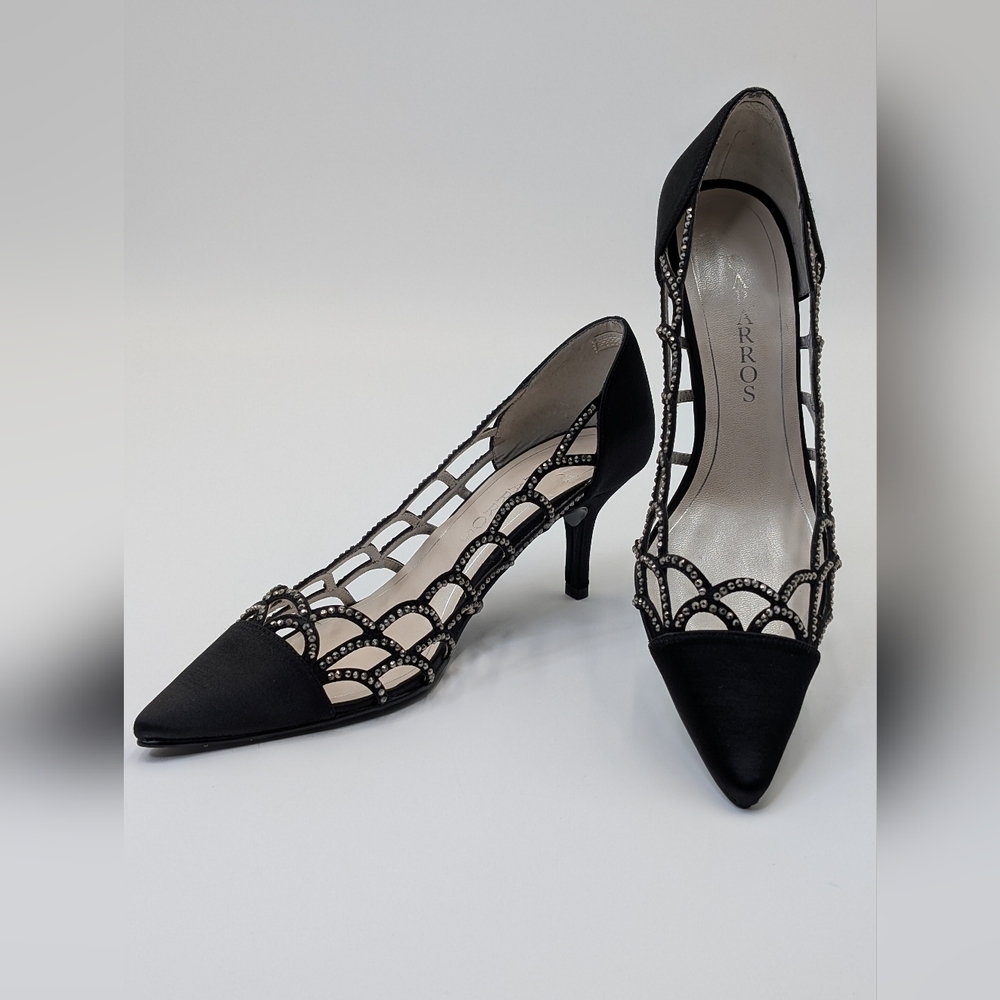 𝅺Caparros Black Luxurious Satin Rhinestones Shimmer Evening  Size 8.5 B/ 1W-15B - Picture 13 of 17